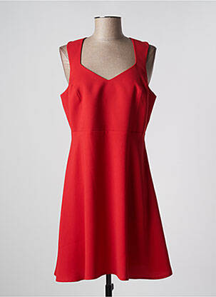 Robe mi-longue tissage crêpe sans manche rouge EVA KAYAN femme