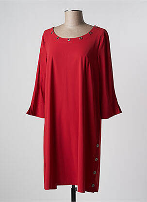 Robe mi-longue manches 3/4 manches 3/4 rouge PLATINE COLLECTION femme