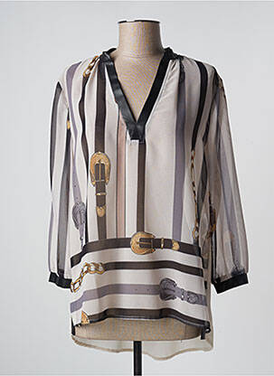Blouse légère et transparente manches 3/4 beige RINASCIMENTO femme