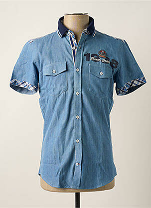 Chemise manches courtes poches bleu DELAHAYE homme