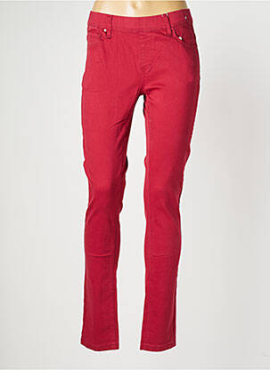 Jegging tissage popeline taille haute rouge S.QUISE femme
