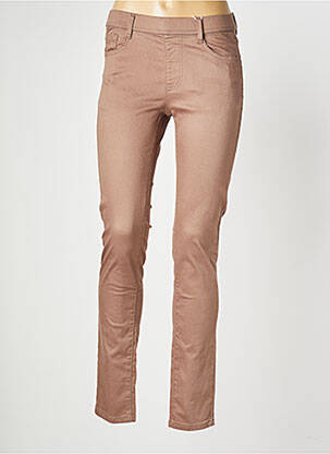 Jegging tissage popeline taille haute marron S.QUISE femme