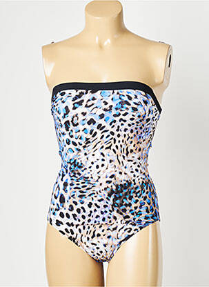 Maillot de bain 1 pièce bretelles élastiquées amovibles bleu PAIN DE SUCRE femme