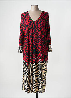 Robe mi-longue coupe fluide manches 3/4 rouge YOEK femme