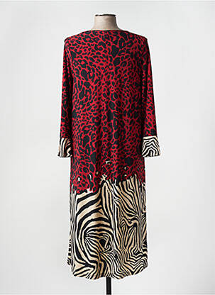 Robe mi-longue coupe fluide manches 3/4 rouge YOEK femme