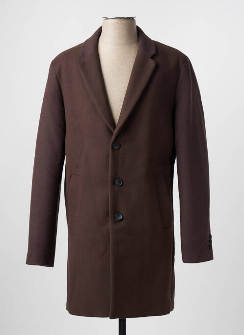 Manteau long poches sans capuche marron JACK & JONES homme