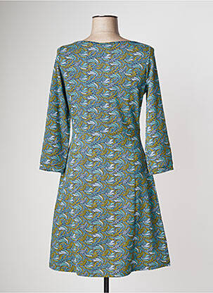 Robe mi-longue imprimé fantaisie manches longues bleu LA FIANCEE DU MEKONG femme