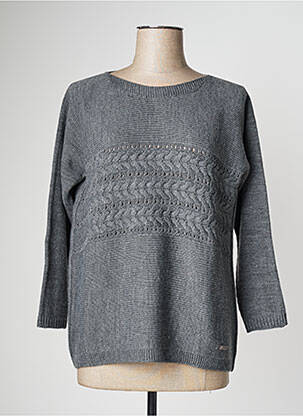 Pull tissage chiné manches 3/4 gris DANEVA femme