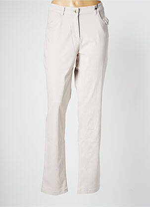 Pantalon slim tissage popeline taille normale beige ÉTYMOLOGIE femme