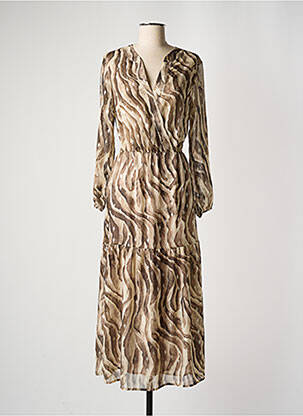 Robe longue manches longues manches longues beige BURTON femme