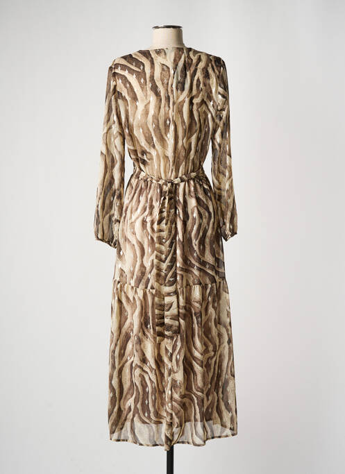 Robe longue tissage crêpe manches longues beige BURTON femme