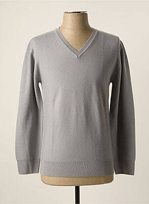 Pull col v manches longues gris MONTAGUT homme