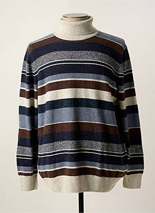 Pull col roulé stretch manches longues bleu STATE OF ART homme