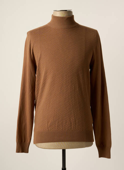 Pull stretch manches longues marron DEFACTO homme