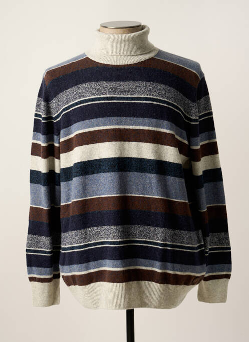 Pull col roulé stretch manches longues bleu STATE OF ART homme