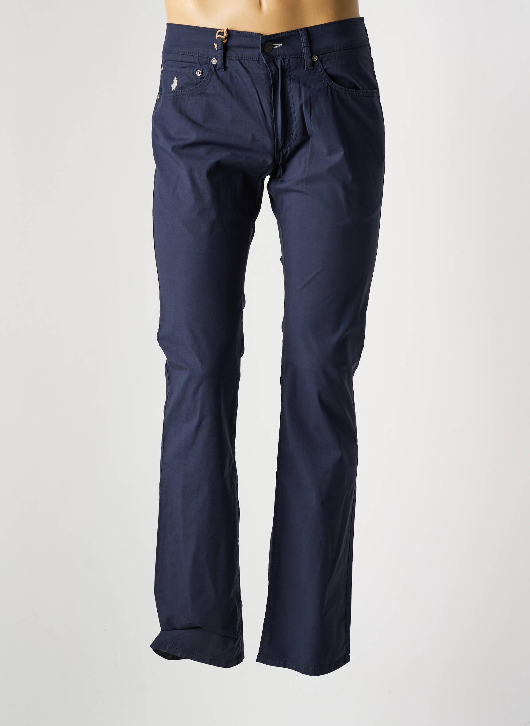 MCS Pantalon droit de couleur bleu en soldes pas cher 2351124 bleu00 Modz