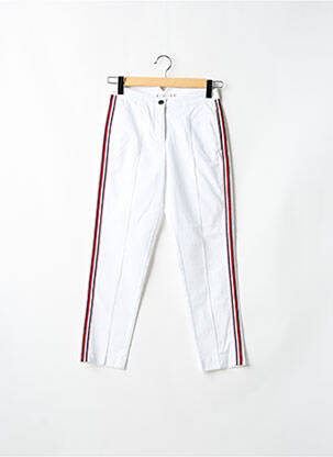 Pantalon chino broderie galons latéraux taille normale blanc TOMMY HILFIGER femme