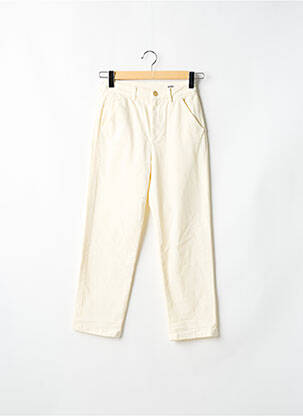 Pantalon chino fermeture zippée sous rabat boutonné taille haute beige REIKO femme