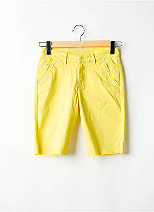 Bermuda fermeture zippée sous rabat avec crochet taille normale jaune REIKO femme