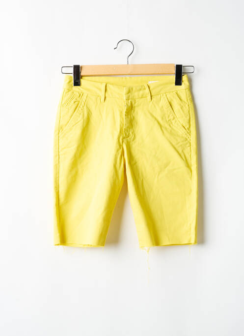 Bermuda fermeture zippée sous rabat avec crochet taille normale jaune REIKO femme