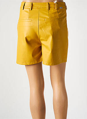 Short tissage simili-cuir taille haute jaune REIKO femme