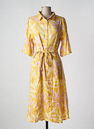 Robe mi-longue coupe fluide manches 3/4 jaune KAFFE femme