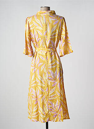 Robe mi-longue coupe fluide manches 3/4 jaune KAFFE femme