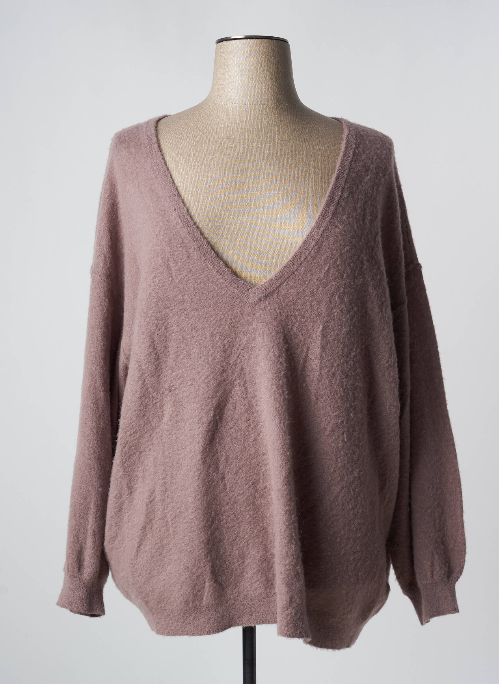 Pull Col V Marron American Vintage Femme 2358010-marron Modz