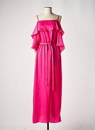 Robe longue manches courtes manches courtes rose CLOUDS OF FASHION femme