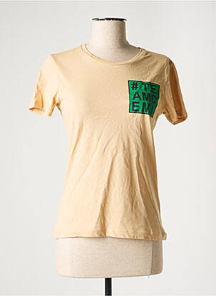 T-shirt sérigraphie manches courtes beige CEMI femme