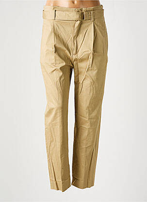 Pantalon droit coupe carotte taille haute beige MANGO femme