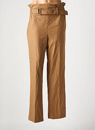 Pantalon droit tissage popeline taille normale marron DEUX. BY ELINE DE MUNCK femme
