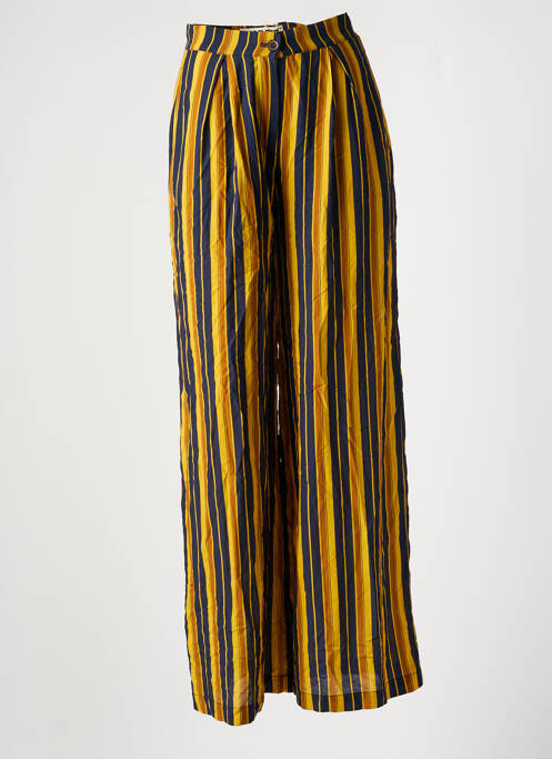 Pantalon large fermeture zippée sous rabat boutonné taille haute jaune LE FABULEUX MARCEL DE BRUXELLES femme