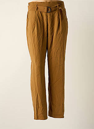 Pantalon droit tissage popeline taille normale marron ONLY femme