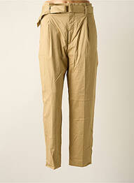 Pantalon droit stretch taille haute beige MANGO femme