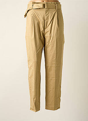 Pantalon droit stretch taille haute beige MANGO femme
