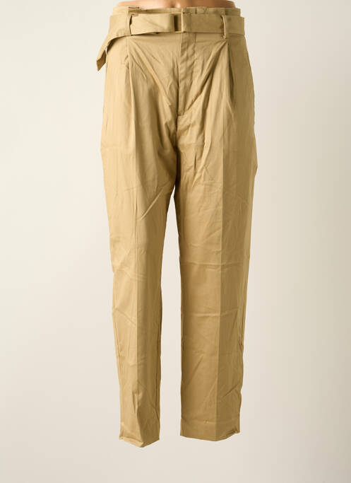 Pantalon droit stretch taille haute beige MANGO femme