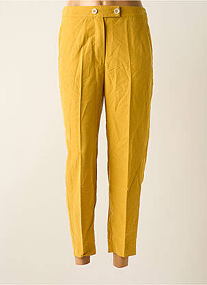 Pantalon 7/8 taille haute taille haute jaune MANGO femme