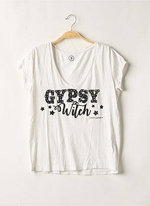 T-shirt col v manches courtes blanc LEON & HARPER femme