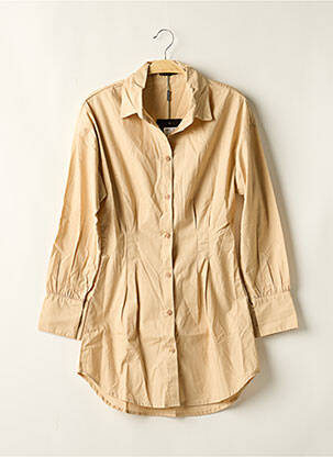 Robe mi-longue manches longues manches longues beige PRETTY LITTLE THING femme