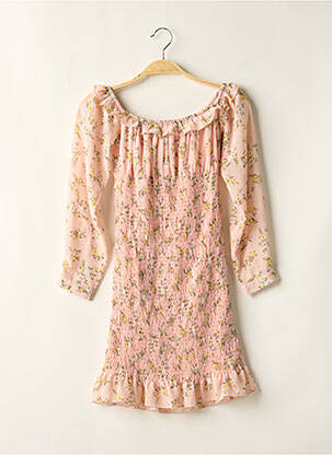 Robe mi-longue imprimé fleurs manches longues rose BOOHOO femme