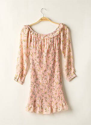 Robe mi-longue imprimé fleurs manches longues rose BOOHOO femme