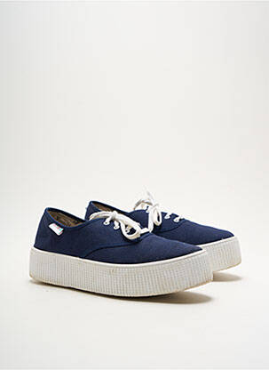 Baskets talon compensé talon de 4 à 6cm bleu VICTORIA femme