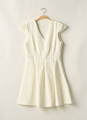 Robe courte coupe évasée manches courtes beige SUNCOO femme