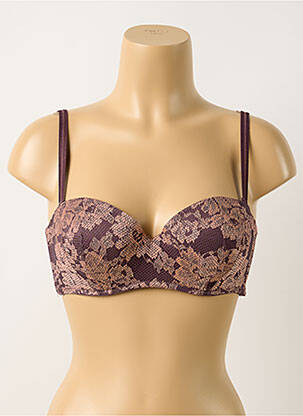 Soutien-gorge effet matière satinée haut bandeau violet LINGADORE femme