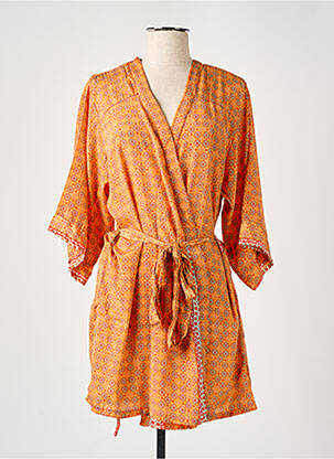 Veste kimono orange LARA-ETHNICS pour femme