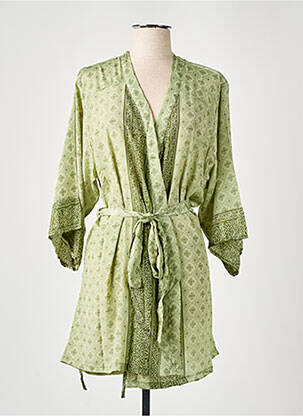 Veste kimono vert LARA-ETHNICS pour femme