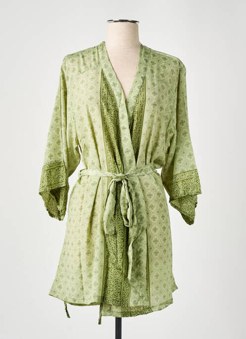 Veste kimono vert LARA-ETHNICS pour femme