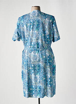 Robe mi-longue imprimé fantaisie manches courtes bleu GUY DUBOUIS femme