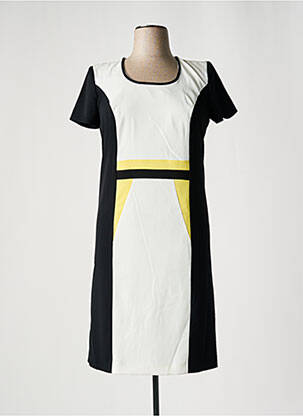 Robe mi-longue tissage crêpe manches courtes noir JOMHOY femme